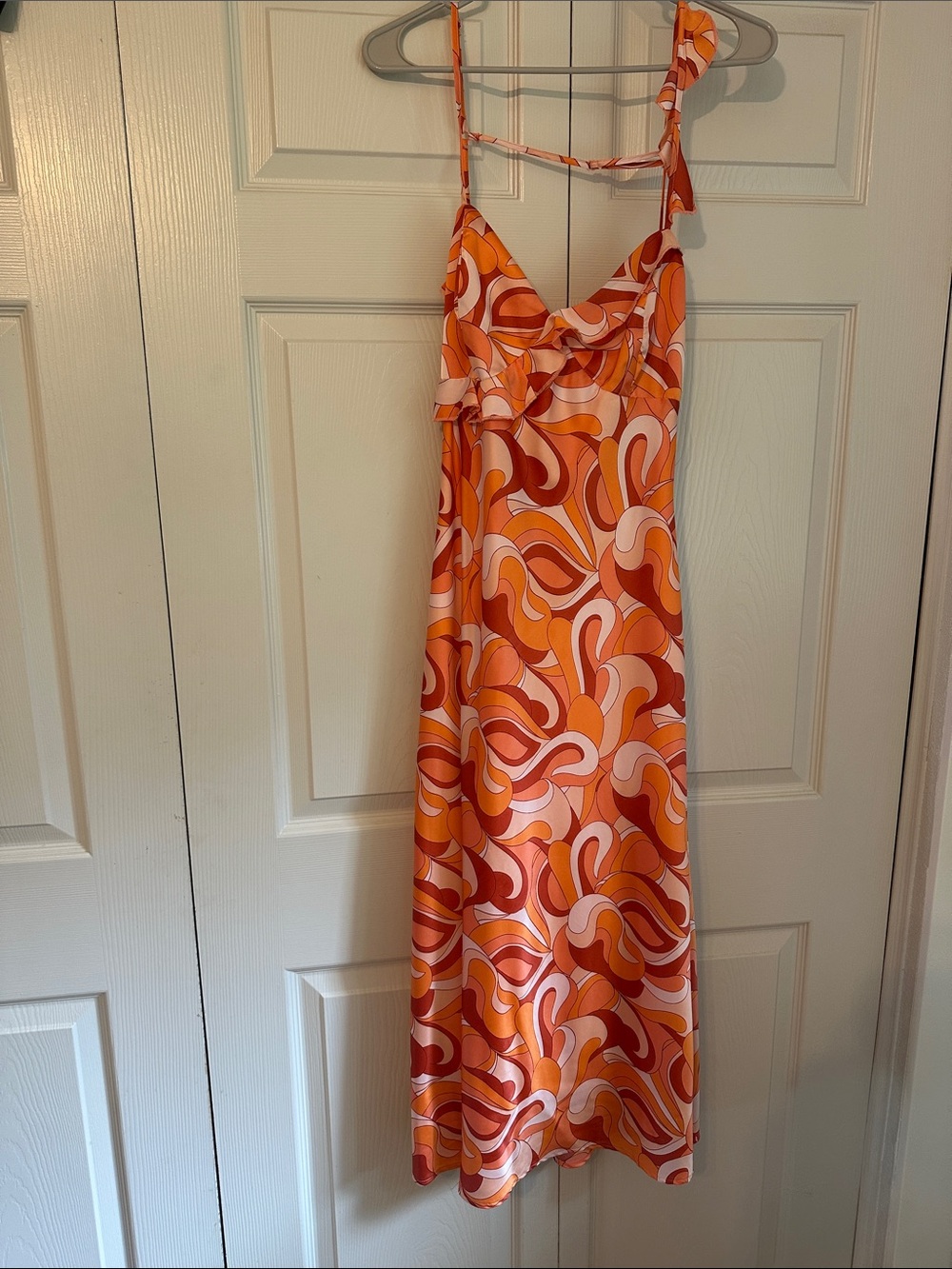 Honey and Rosie Orange & Pink Swirl Midi Dress